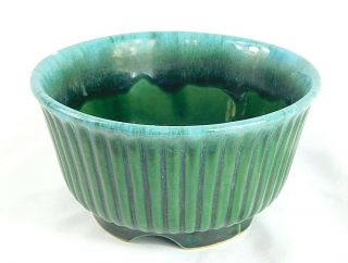 Vintage Hull Usa F10 Green Blue - Drip Round Footed Bowl,  6 1/2 "