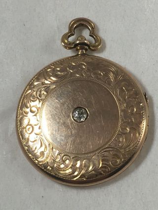 Antique Swivel Bale Victorian 10k Gold Mine Cut Diamond Photo Locket