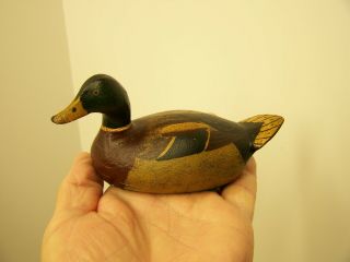 Single Miniature Mallard Duck Decoy Hand Carved Gigl