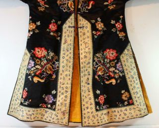 Antique Chinese Silk Embroidered Robe w/ Flowers & Insects Metallic Accents 2