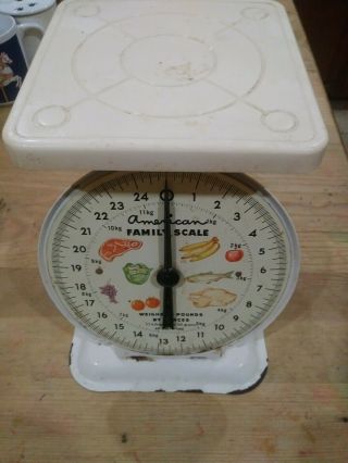 Vintage American Family Scale 25 Lb Kitchen Counter Food Scale White