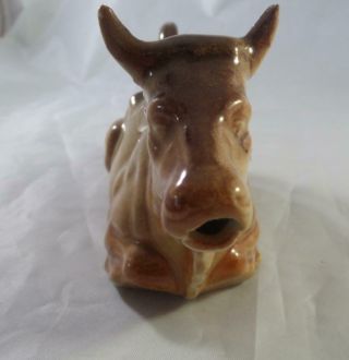 Vintage Pottery Sitting Brown Cow Creamer 2