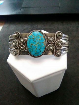 Antique Over 100 Years Old Silver Native American Cuff Bracelet See Photos
