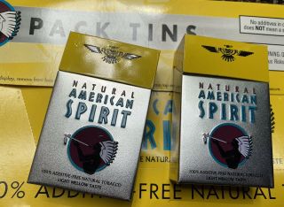 Natual American Spirit Cigarette Tin Vntg Case.
