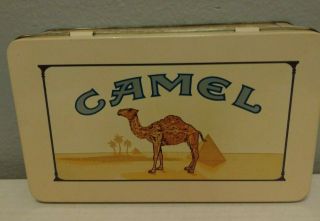 Vintage 1990s Camel Cigarette Tin Storage Box Hinged Lid 7.  5 X 4.  5 X 2 - Empty
