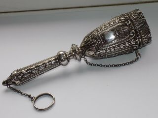 Victorian Large Silver Tussie - Mussie Posy Holder With Reg Lozenge Mark