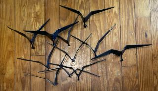 1968 Curtis Jere Signed Black Birds Wall Sculpture Hanging Mcm 30”x18” Vtg