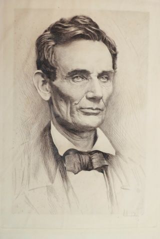 Rare Antique Engraving President Abraham Lincoln signed Otto Schneider 2