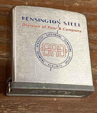 Vintage Zippo Stainless Steel Measuring Tape Industrial - Kensington Steel