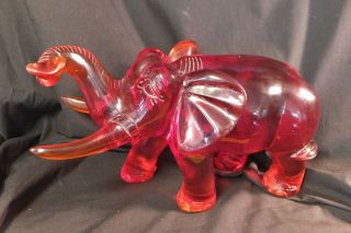 Rare Antique Chinese Carved Cherry Red Amber Elephant Statue Approx 2600 G.  30cm