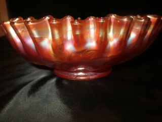 VINTAGE FENTON MARIGOLD GRAPE AND CABLE CRIMPED RUFFLED CARNIVAL GLASS BOWL 3