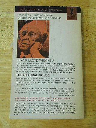 Vtg Frank Lloyd Wright The Natural House Illustrated Paperback Mentor Book MQ753 2