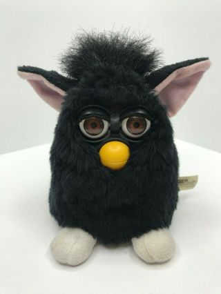 Vintage 1998 Black Furby Witches Cat Brown Eyes Talking Generation One