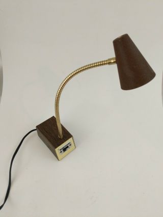 Vintage Tensor Desk Lamp Flex Neck Wood Grain Model 7200 Cone Shade Mcm