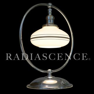 Art Deco Streamline Modern Chrome Ring Glass Table Lamp 30 