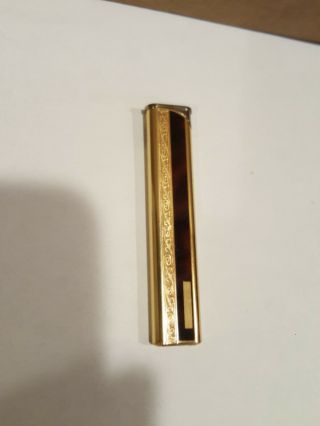 Vintage Metal Butane Lighter - Gold/wood Tonecolor - Made In Japan