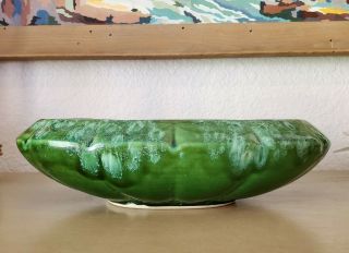 Vintage California Pottery Green Drip Glaze Oval Planter Mcm Perfection