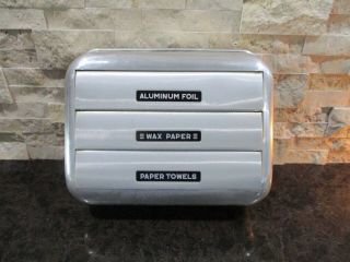 Vintage Kromex Aluminum Foil Wax Paper Paper Towels Wall Mount Dispenser