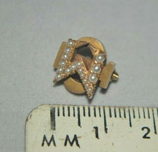 Dated 1913 Antique Sigma Phi Society 14k Gold - Seed Pearls Fraternity Pin Named