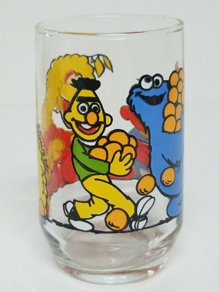 Vintage Muppets Sesame Street Drinking Glass Bert Ernie Big Bird Cookie Monster