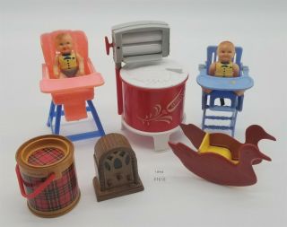 Lmas Vintage Plastic Doll House Furniture - Washing Machine,  High Chair,