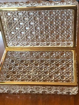 Antique French Baccarat Cut Crystal Casket Hinged Jewelry Box