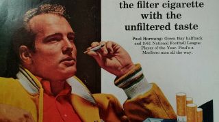 1962 Paul Hornung Marlboro Man Cigarette Green Bay Packers Vtg Print Ad NFL 2