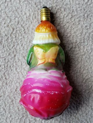 vtg - Figural Girl Angel In Flowerbud Milk Glass Christmas Tree Light Bulb - 3