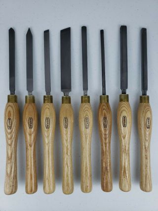 Vintage Set Of 8 Marples Wood Turning Tools Chisels Gouges Sheffield England