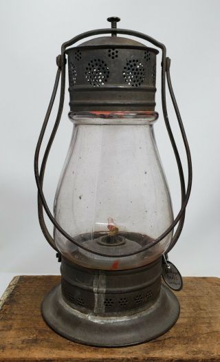 Antique Bridgeport Brass Lantern Whale Oil 1874 J.  J.  Marcy Patent