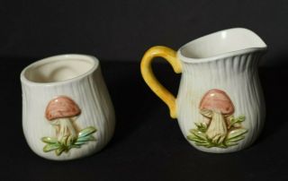 Vintage Sears,  Roebuck 1977 Merry Mushroom Ceramic Creamer & Sugar Bowl Set