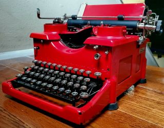 Antique Model 10 Red Royal Typewriter 2 Beveled Glass,  Lovely With Cover