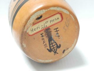 Xlrg Antique Vintage Hopi Indian Cylinder Pot - Hopi House Corn Signature 9 1/2”t
