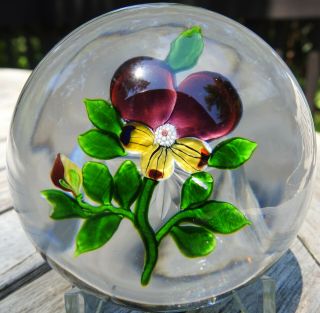 Antique Baccarat Pansy With Bud And Star - Cut Base