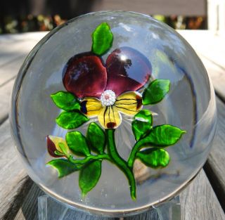 Antique Baccarat Pansy With Bud and Star - Cut Base 2