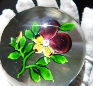 Antique Baccarat Pansy With Bud and Star - Cut Base 3