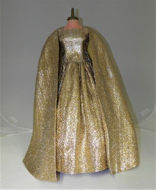 Vintage Gold Gown And Cape For Cissy Size Dolls By Halina 