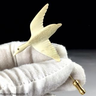 Vintage Bone And Gold Tone Metal Goose Bird Brooch Pin 1970’s 80’s