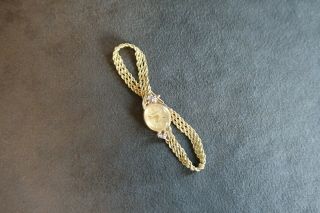 Geneve Quartz 14k Yellow Gold Bracelet Ladies Watch - Diamond Accents