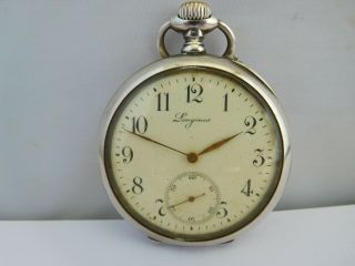 Early 20th Century Silver Cased Longines Pocket Watch -