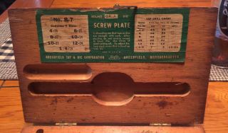 VINTAGE OK Jr Screw Plate Tap & Die Set GREENFIELD B - 7 Machinist Tool Wood Box 2