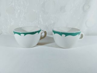 Vtg Buffalo China Crest Restaurant Ware Diner Tea Coffee Cup Turquoise White 2