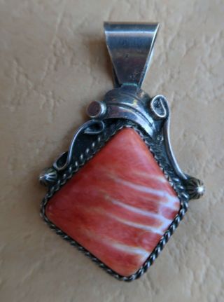 Vintage Native American Navajo Sterling Spiny Oyster Pendant Pat Platero