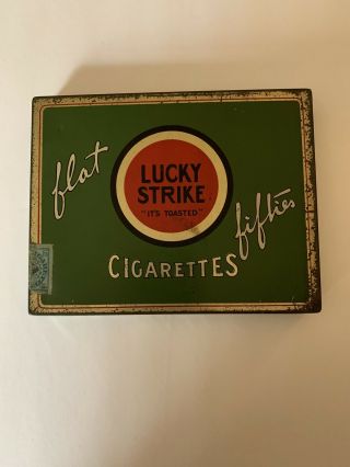 Vintage Lucky Strike Cigarettes Flat Fifties Metal Tin