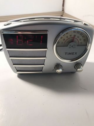 Vintage Timex Alarm Clock Radio Silver Model T247s, .