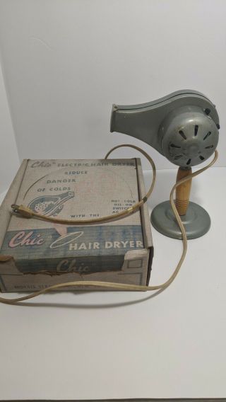 Vintage 1950s Chic Hair Dryer Model 595 Care Styling Retro Beauty Box & Stand