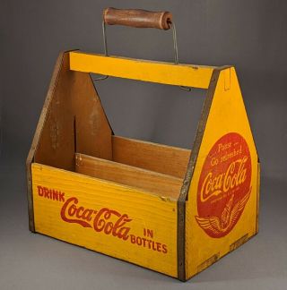 Antique Wooden Coca - Cola Six Pack Carrier War Wings Logo - Hardee,  Chicago