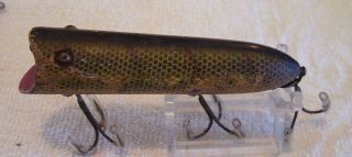 Vintage Heddon Lucky 13 Wood Lure 2/28/20p Glass Eyes 3 - 7/8 "