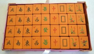 Antique MAHJONG Set Mah Jong Jongg Chinese Bakelite - 156 Tiles 3