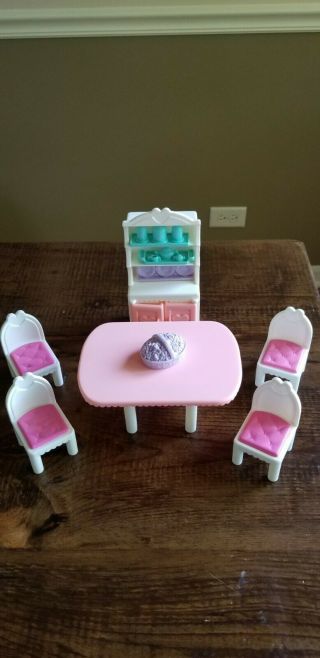 Vintage Playskool Dollhouse China Cabinet / Table & Chairs/ Center Piece,  Extra